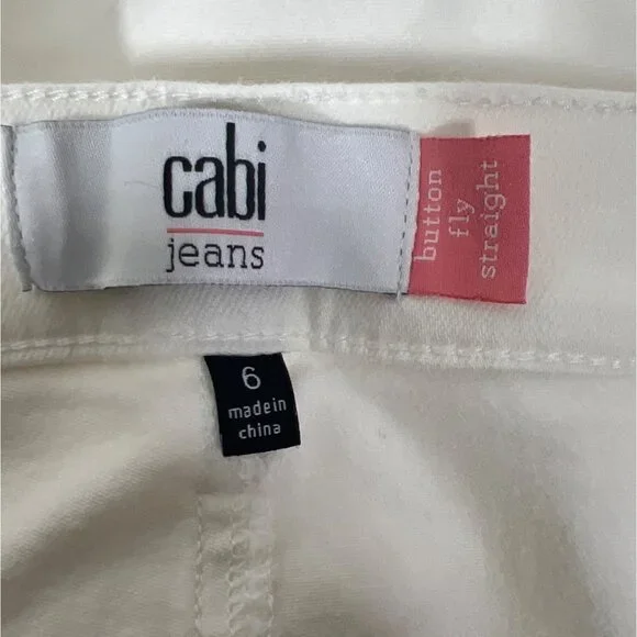 CABI Button Fly Straight Jeans White Sz 6 #6284 NWOT - Picture 6 of 7